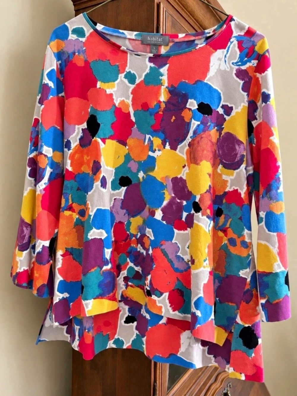 Habitat Clothes to Live In Sunset Deep Hem Top S Color Splash Cotton Artsy